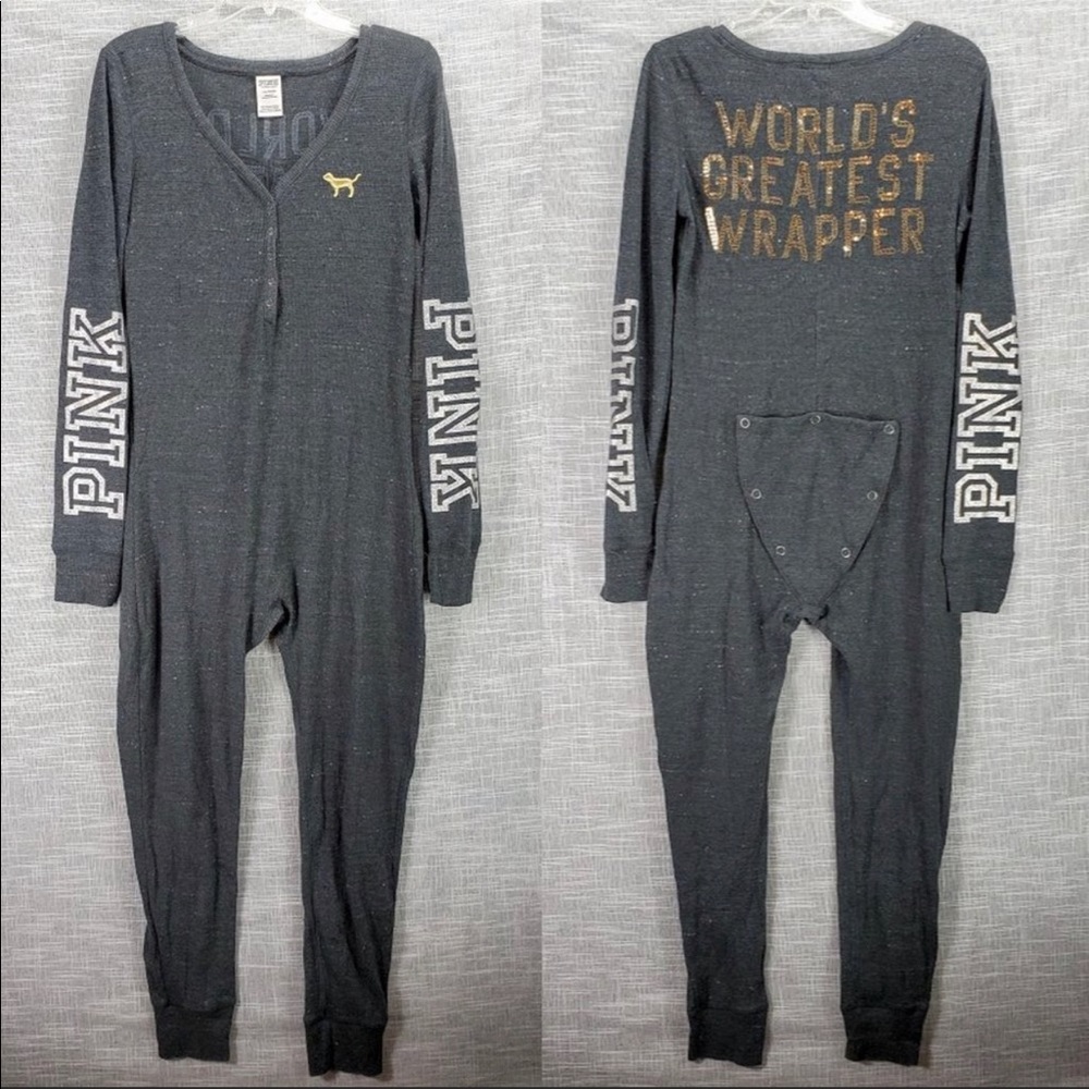 VS PINK Thermal Onesie “Worlds Greatest” Size M